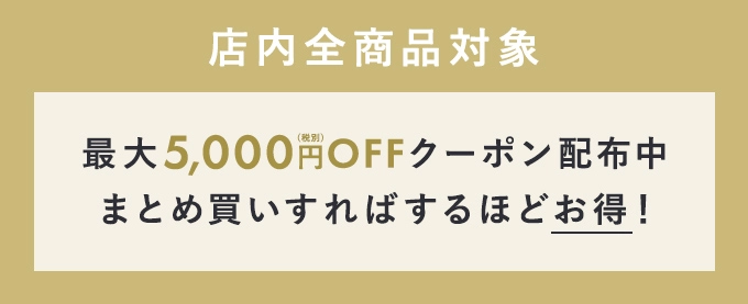 店内全商品対象 最大5,000円OFFクーポン配布中 まとめ買いすればするほどお得！